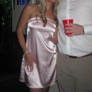 Pink satin mini dress